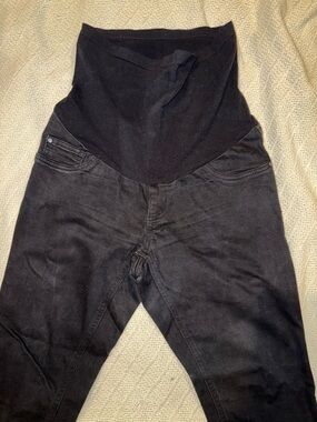 Indigo Blue Black Maternity Jeans with Stretch Panel